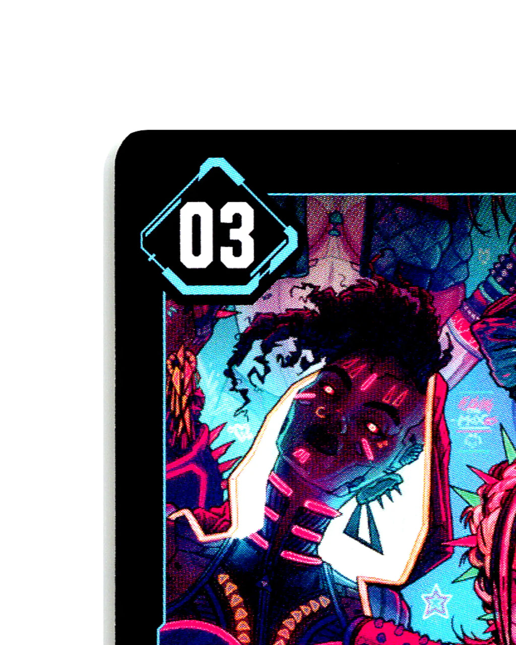 Mox Inciters B122 Cyberpunk 2077 TCG Beta card front top-left corner