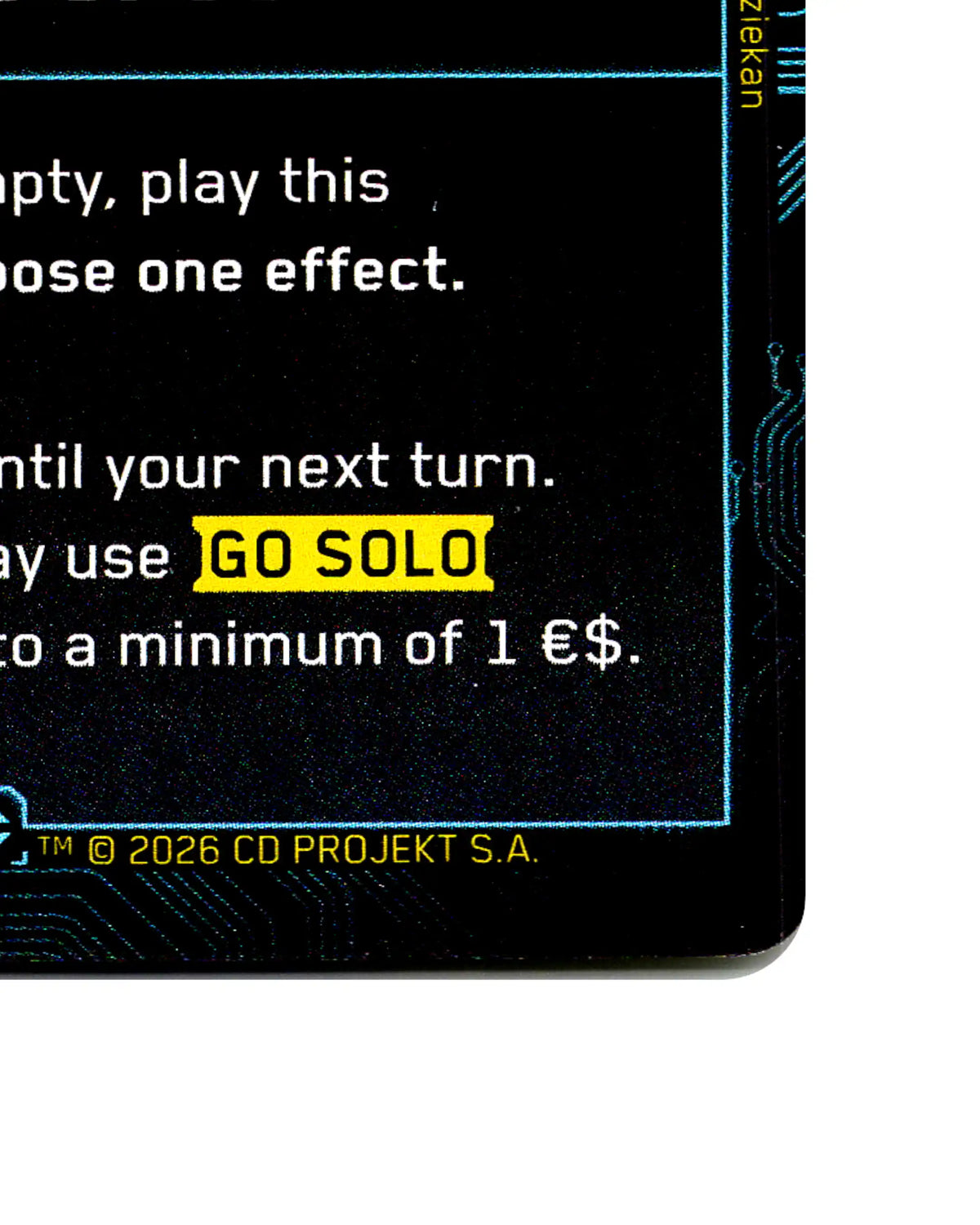 Nocturne OP55N1 B134 Cyberpunk 2077 TCG Beta card front bottom-right corner
