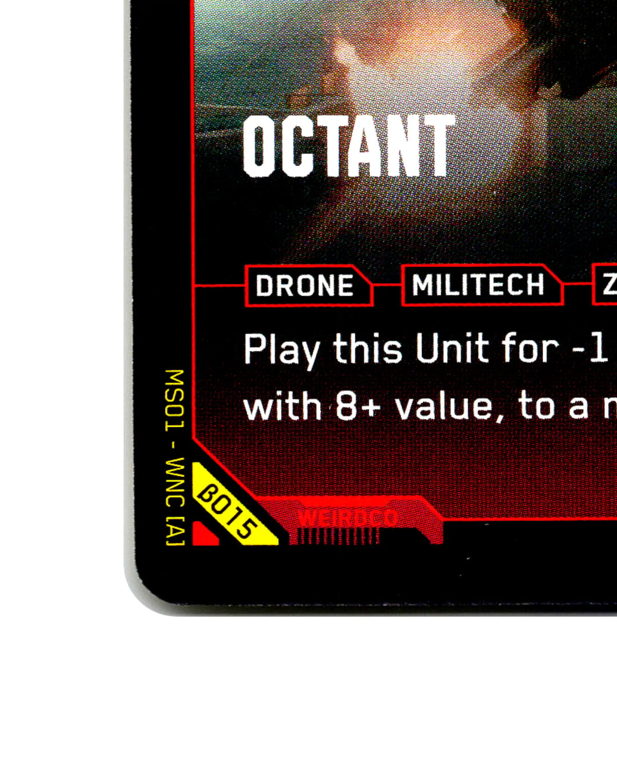 Octant B015 Cyberpunk 2077 TCG Beta card front bottom-left corner