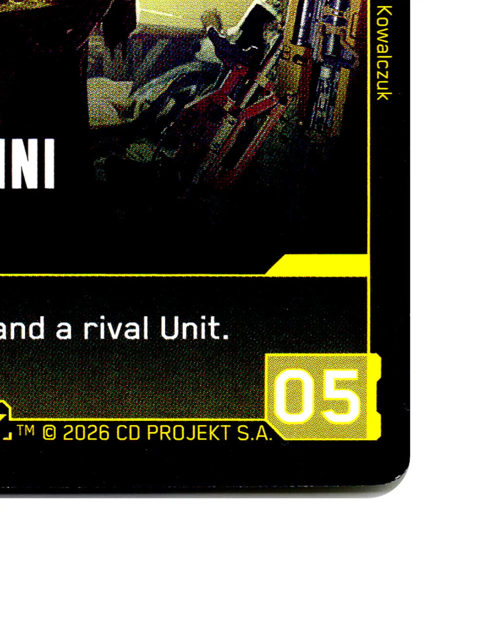 Offduty Malfini B051 Cyberpunk 2077 TCG Beta card front bottom-right corner