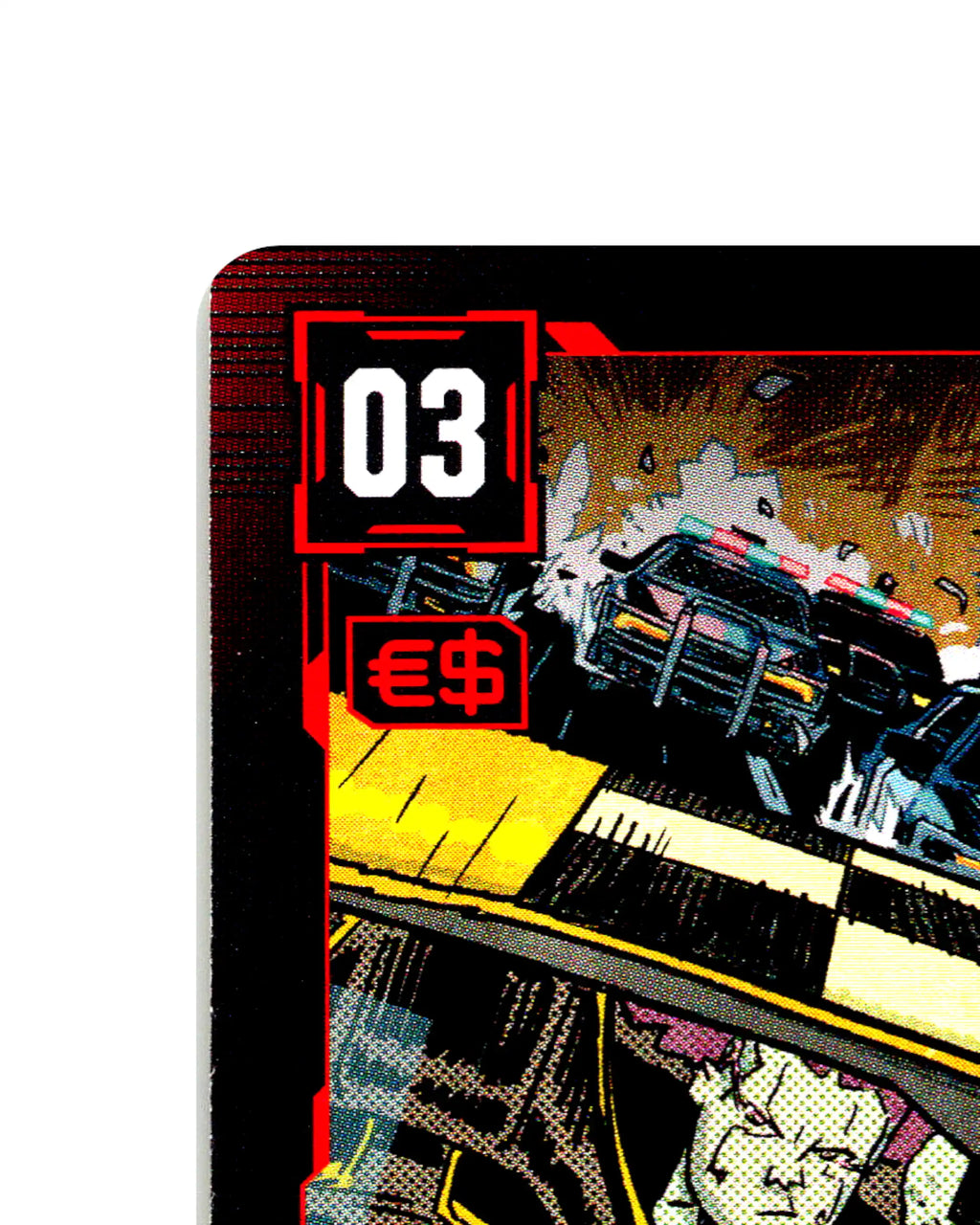 Over the Edge B034 Cyberpunk 2077 TCG Beta card front top-left corner
