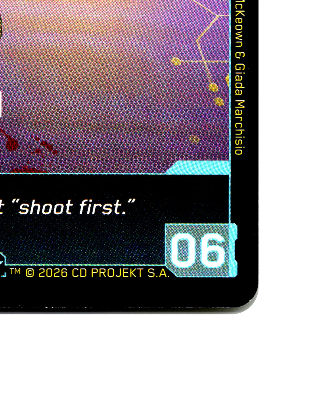 Psycho Squad B124 Cyberpunk 2077 TCG Beta card front bottom-right corner