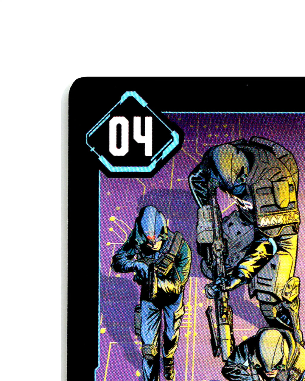 Psycho Squad B124 Cyberpunk 2077 TCG Beta card front top-left corner