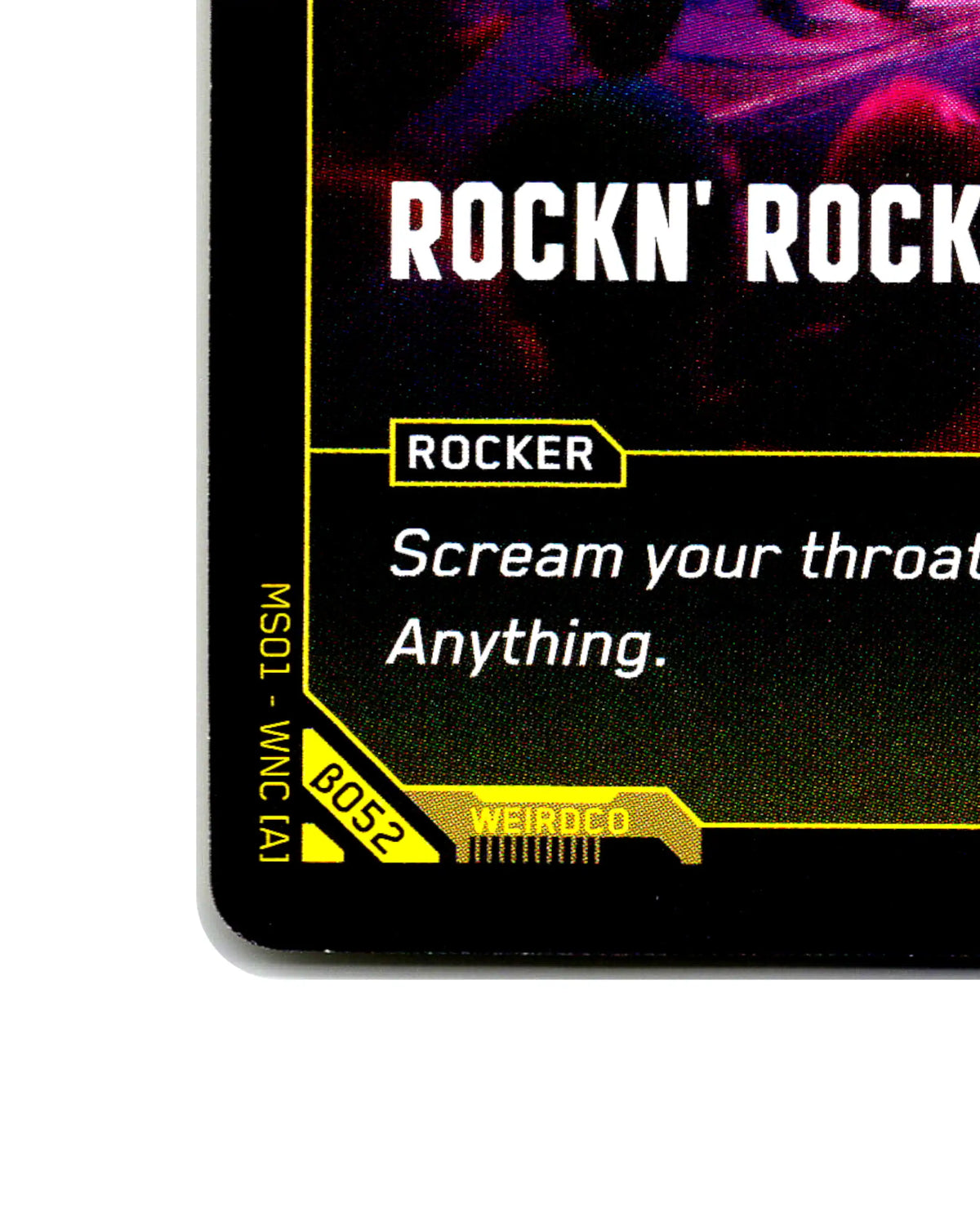 Rockn' Rockerboy B052 Cyberpunk 2077 TCG Beta card front bottom-left corner