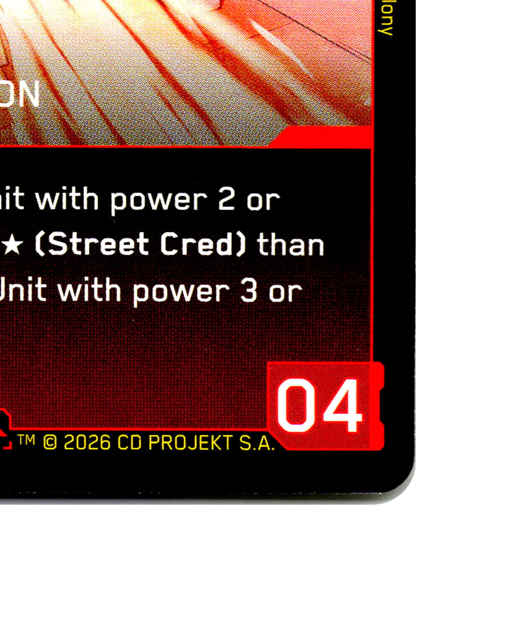 Royce — Don't Call Me Simon B016 Cyberpunk 2077 TCG Beta card front bottom-right corner