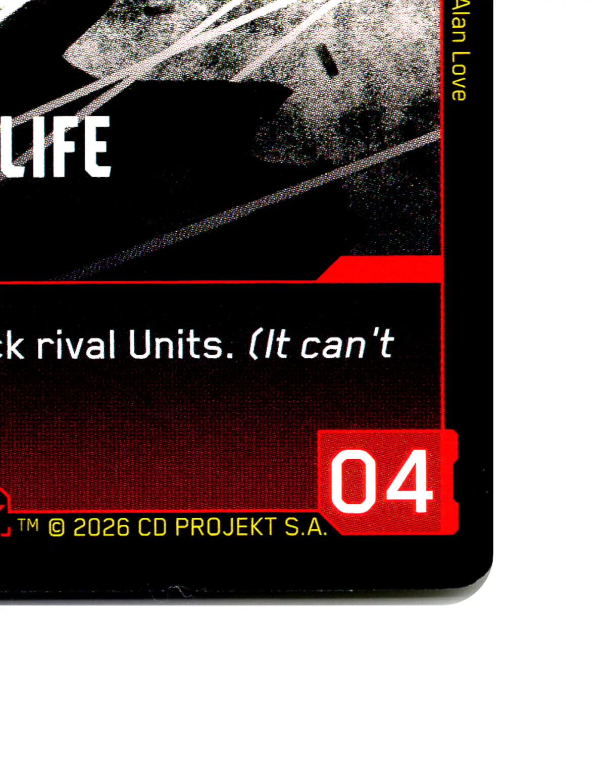 Ruthless Lowlife B017 Cyberpunk 2077 TCG Beta card front bottom-right corner