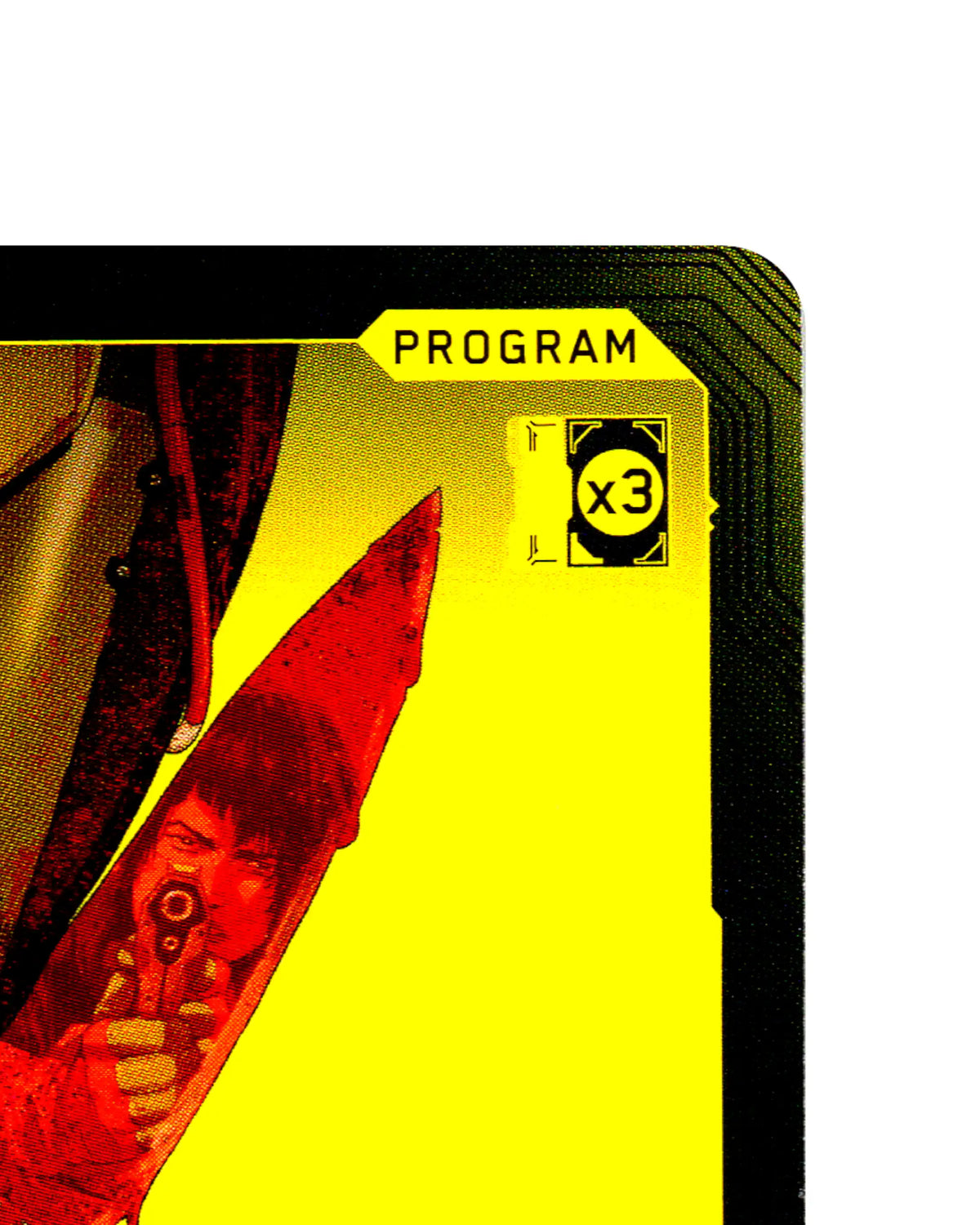 Safety Override B069 Cyberpunk 2077 TCG Beta card front top-right corner