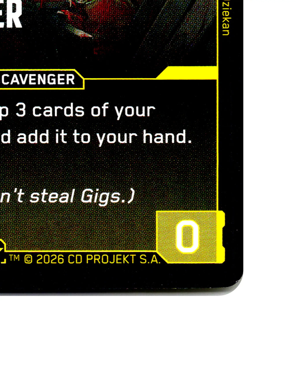 Sketchy Ripper B054 Cyberpunk 2077 TCG Beta card front bottom-right corner