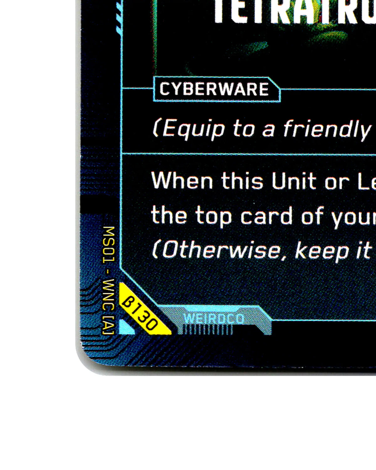 Tetratronic Rippler B130 Cyberpunk 2077 TCG Beta card front bottom-left corner