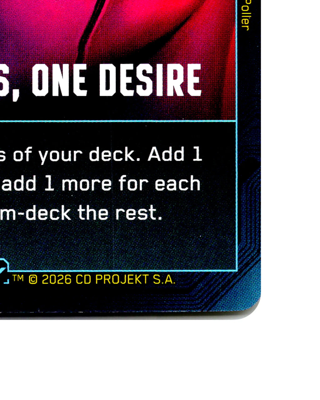 Three Mouths, One Desire B137 Cyberpunk 2077 TCG Beta card front bottom-right corner