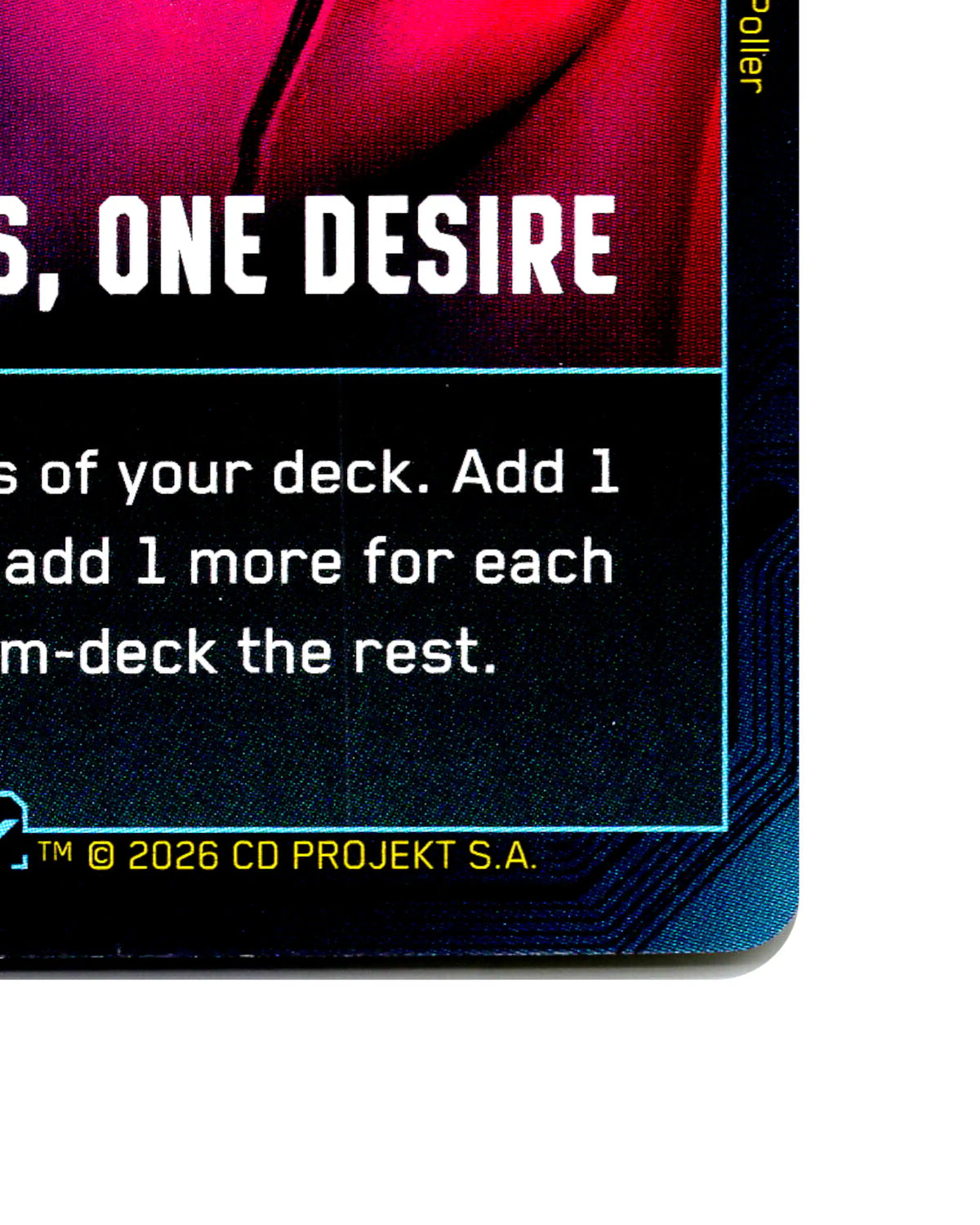 Three Mouths, One Desire B137 Cyberpunk 2077 TCG Beta card front bottom-right corner