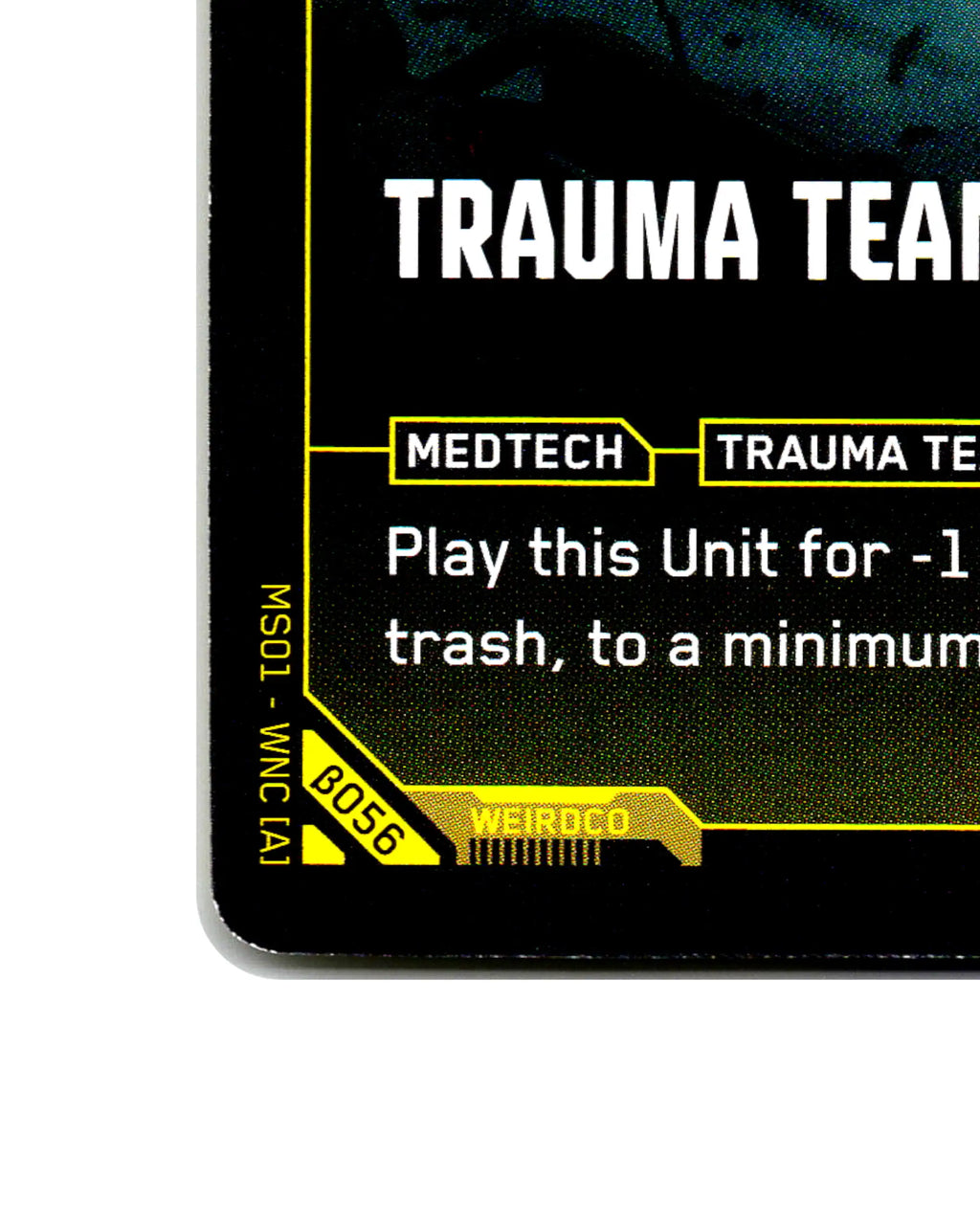Trauma Team Operatives B056 Cyberpunk 2077 TCG Beta card front bottom-left corner