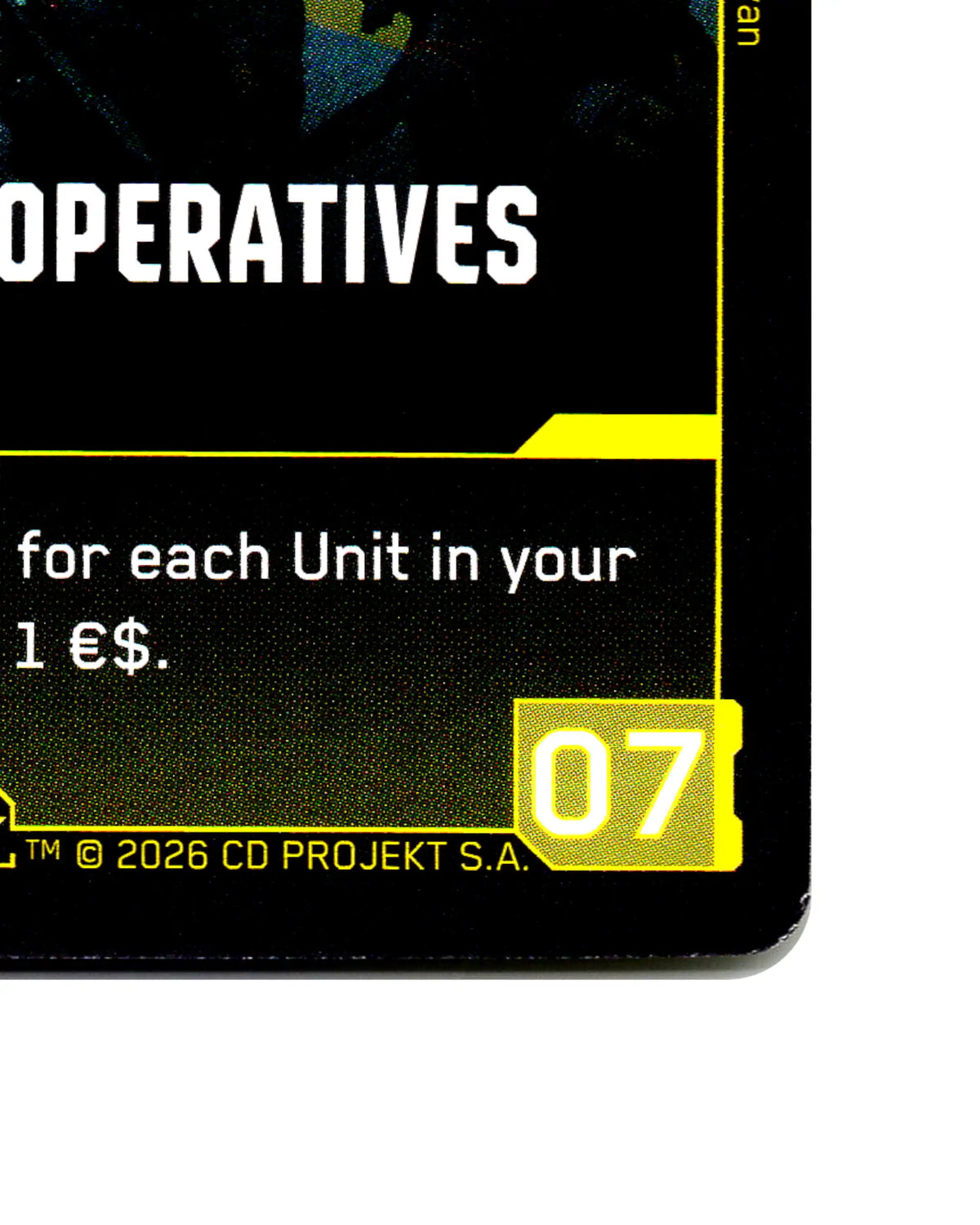Trauma Team Operatives B056 Cyberpunk 2077 TCG Beta card front bottom-right corner