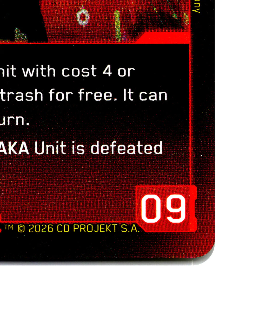 Yorinobu Arasaka — Steel Dragon B022 Cyberpunk 2077 TCG Beta card front bottom-right corner