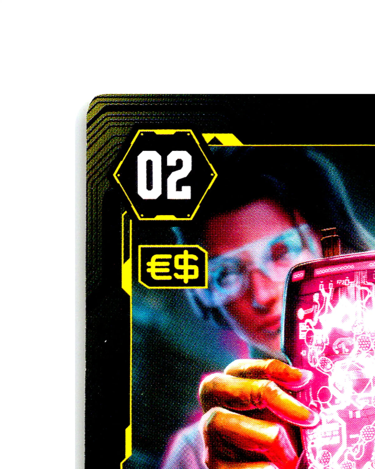 Zetatech Faceplate B064 Cyberpunk 2077 TCG Beta card front top-left corner