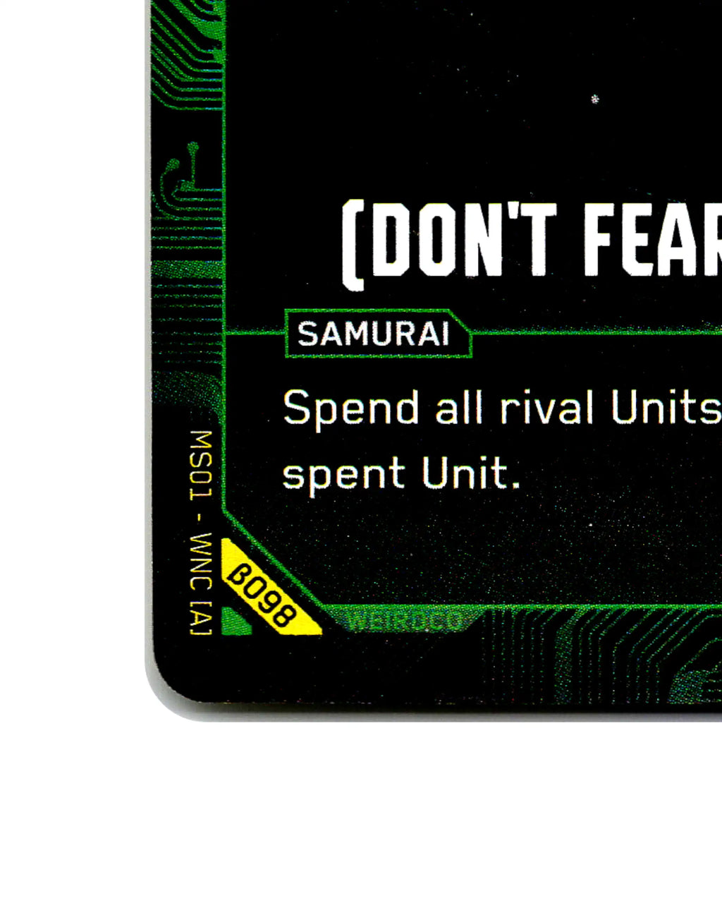 (Don't Fear) The Reaper B098 Cyberpunk 2077 TCG Beta card front bottom-left corner