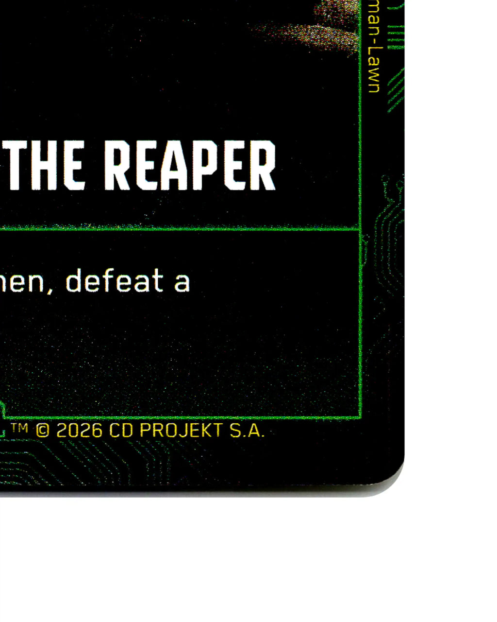 (Don't Fear) The Reaper B098 Cyberpunk 2077 TCG Beta card front bottom-right corner